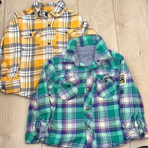 OshKosh B'gosh Kids Plaid Button Down Shirts - Green and Yellow